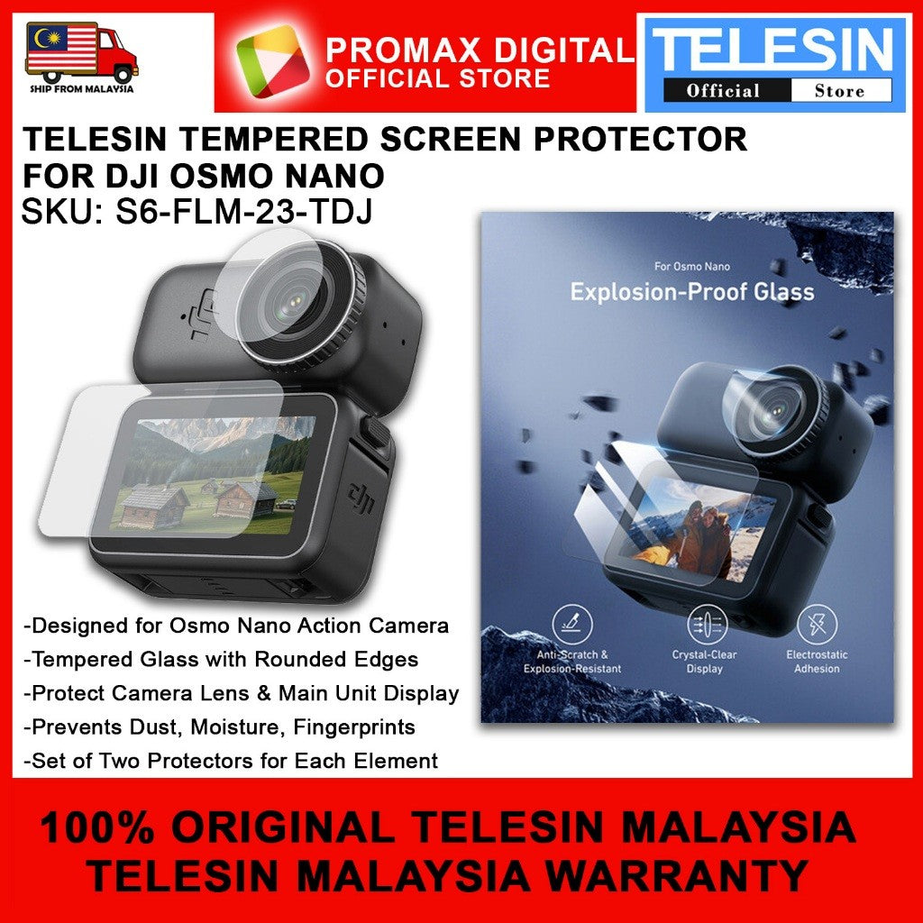 TELESIN S6-FLM-23-TDJ TEMPERED GLASS SCREEN PROTECTOR FOR DJI OSMO NANO