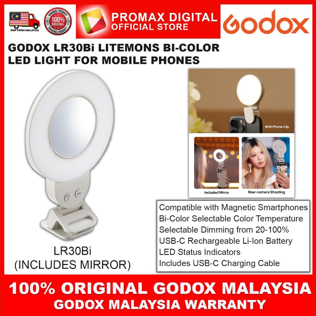 GODOX LITEMONS LR15Bi LR30Bi Bi-Color LED Light for Mobile Phones Selfie LED Light