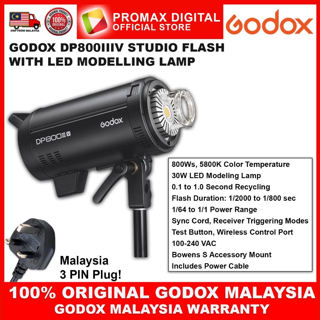 GODOX DP800III-V STUDIO FLASH WITH LED 20W MODELLING LAMP BOWEN S ACCESSORY MOUNT DP800 DP800V