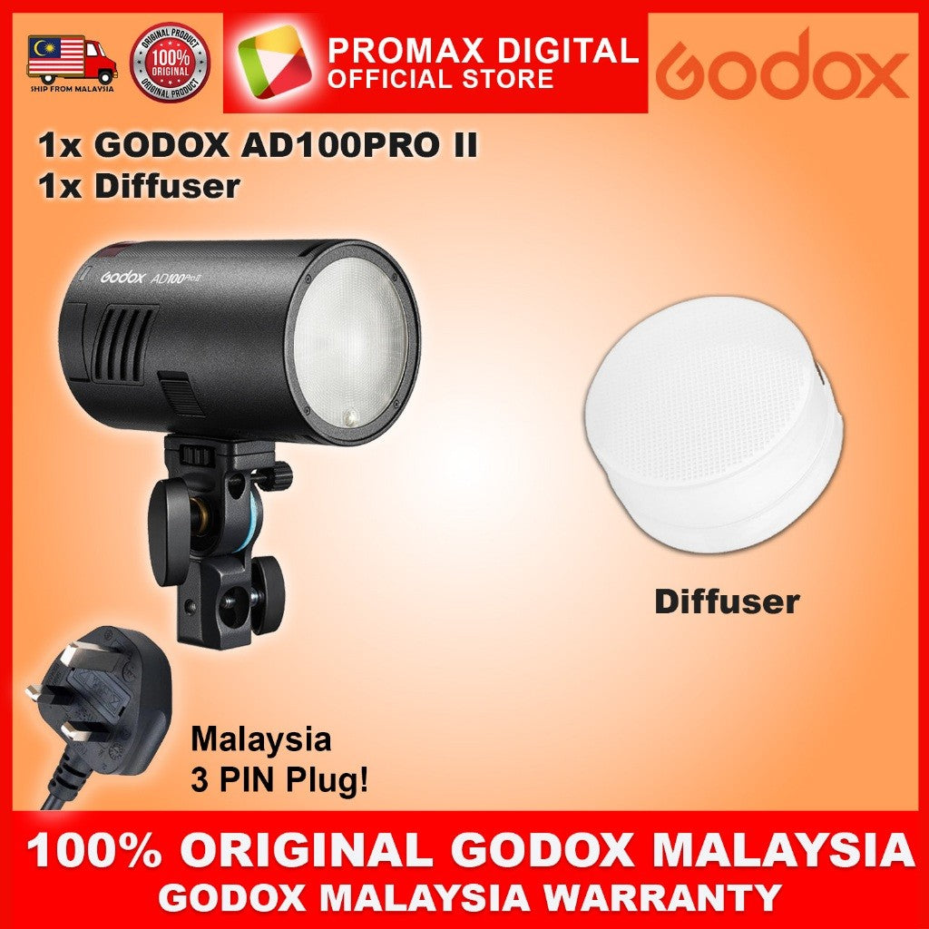 GODOX AD100PRO II POCKET FLASH LED MODELLING USB C CHARGING STUDIO FLASH LIGHT AD100PROII