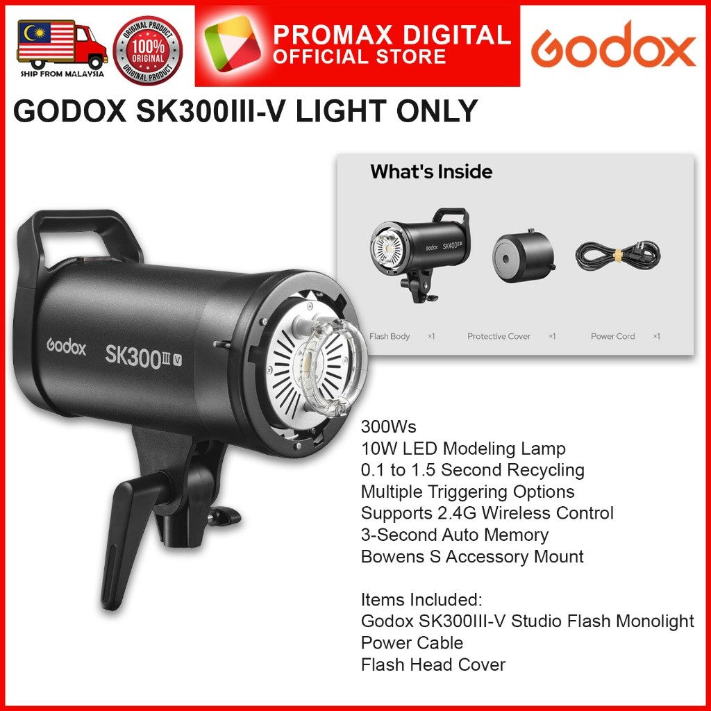 GODOX SK300III-V SK400III-V STUDIO FLASH SERIES WITH 10w LED MODELLING LAMP SK300IIIV SK400IIIV