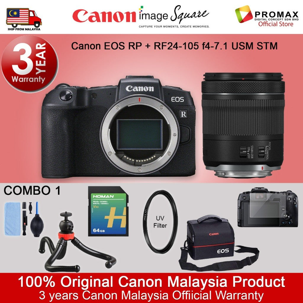Canon EOS RP Body / with RF24-105 f4-7.1 IS STM Mirrorless Digital Camera (CANON MALAYSIA WARRANTY)
