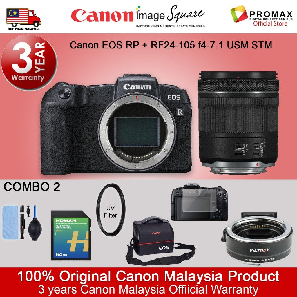 Canon EOS RP Body / with RF24-105 f4-7.1 IS STM Mirrorless Digital Camera (CANON MALAYSIA WARRANTY)