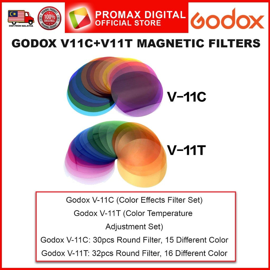 Godox V-11C V-11T and AK-R16 Magnetic Filters for Round Head Flash V1 AD200 Color Filter V11C V11T