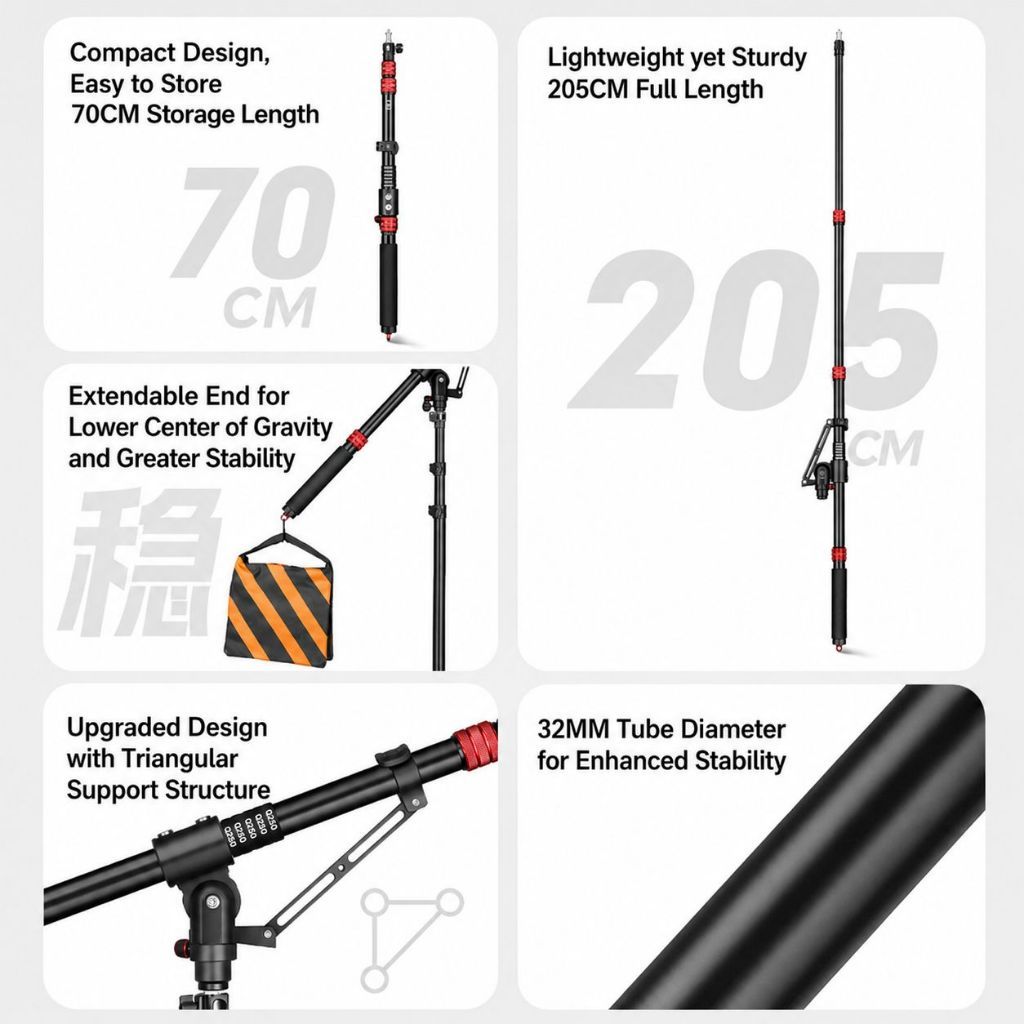 QZSD MT-H2 Portable Light Crossbar Lightweight Easy Set Up Max Length 205cm