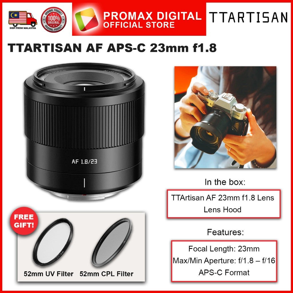TTArtisan AF APS-C 23mm f1.8 Prime Lens for X E and Z Mount Camera Lightweight Lens