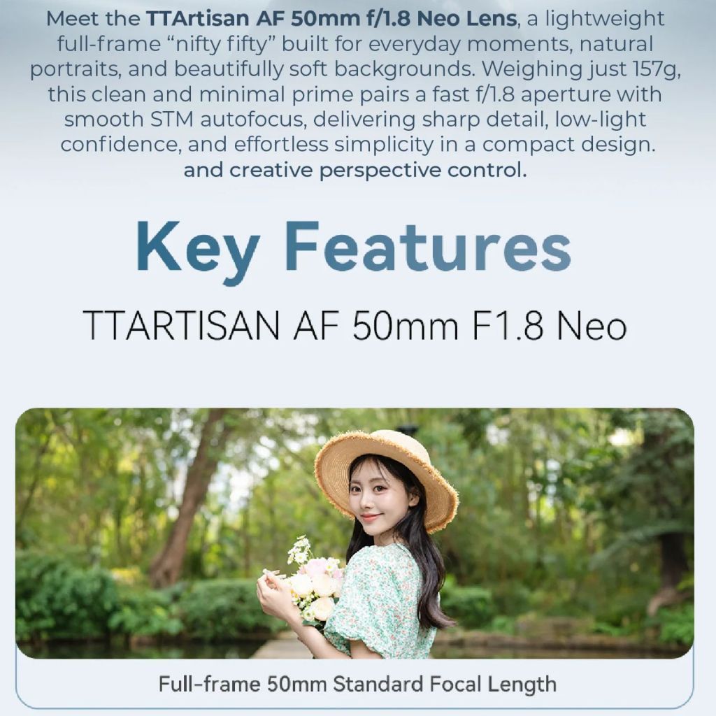 TTArtisan AF Full Frame 50mm f1.8 NEO Series STM Motor Camera Lens E Z and L Mount