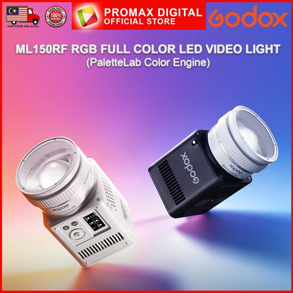 Godox ML150RF RGB LED Video Light Compact Size Godox Mount 14,000 Lux at 1m with ML-Z Zoom Reflector