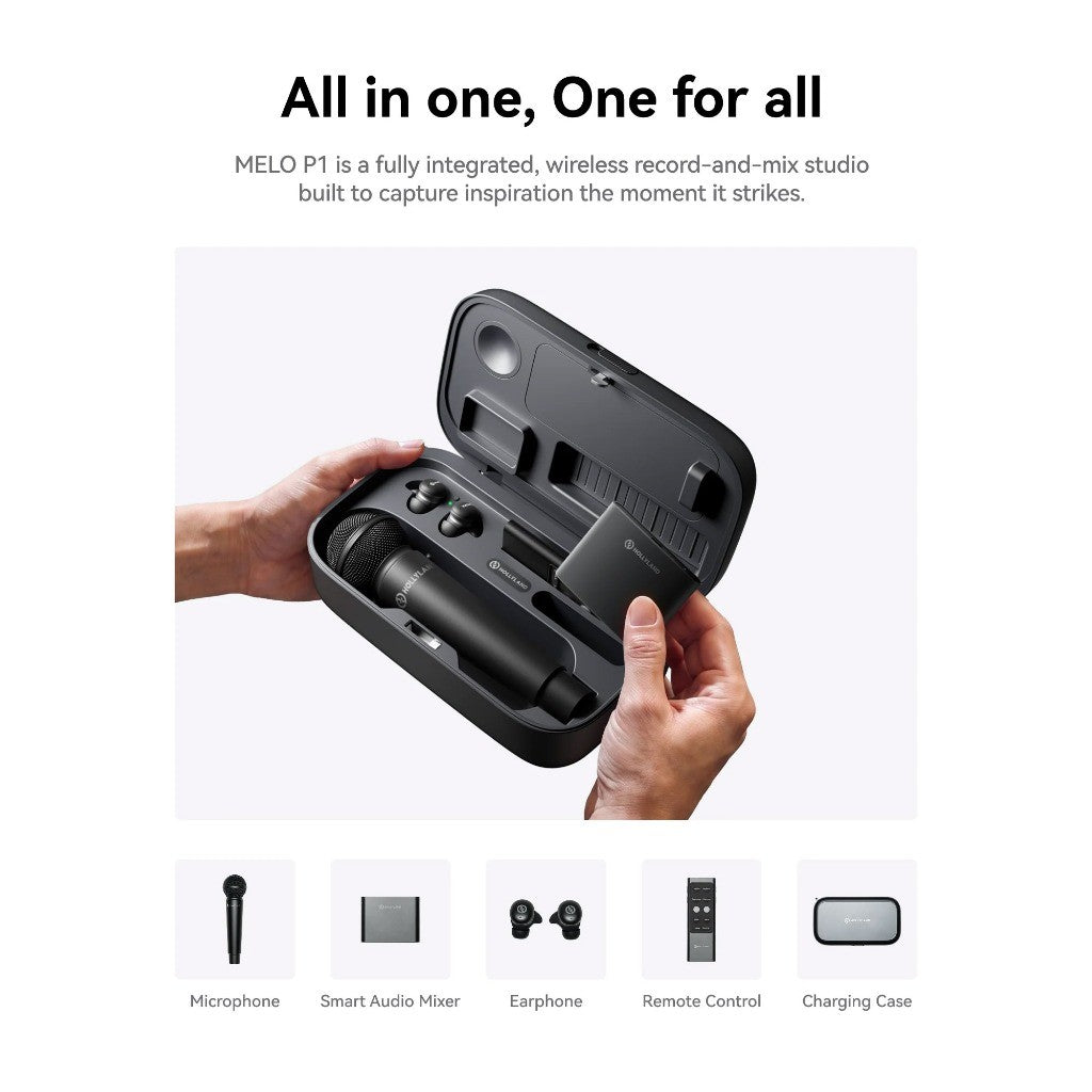 Hollyland MELO P1 All in one Wireless Audio Studio Vocal Mixing System Condenser Microphone
