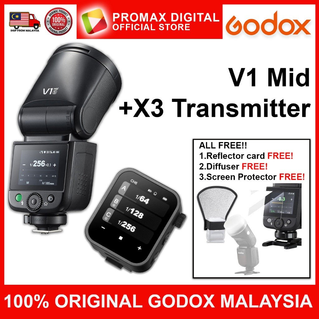GODOX V1 mid TTL ON CAMERA FLASH FOR MIRRORLESS CAMERA V1Mid S C F N O