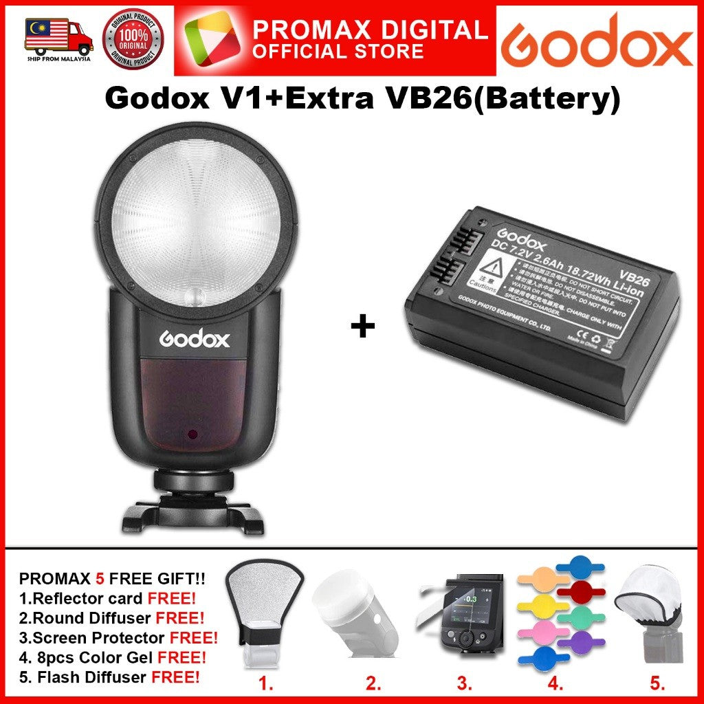 Godox V1 Flash Speedlight Round TTL Li-ion Battery