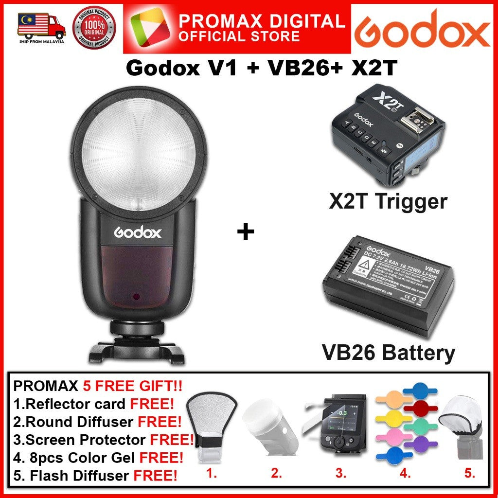 Godox V1 V1F Speedlight Round Flash TTL Battery