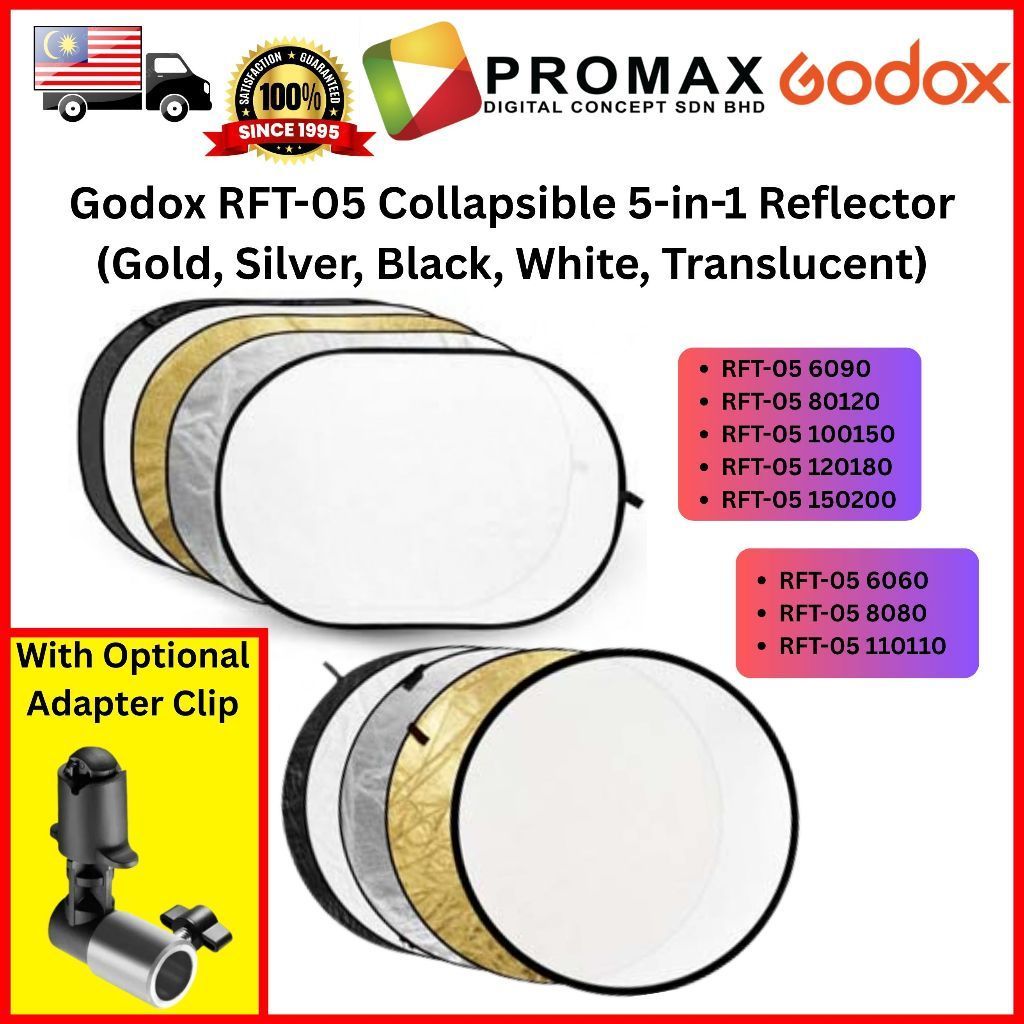 Godox RFT-05 Collapsible 5-in-1 Reflector (Gold, Silver, Black, White, Translucent)