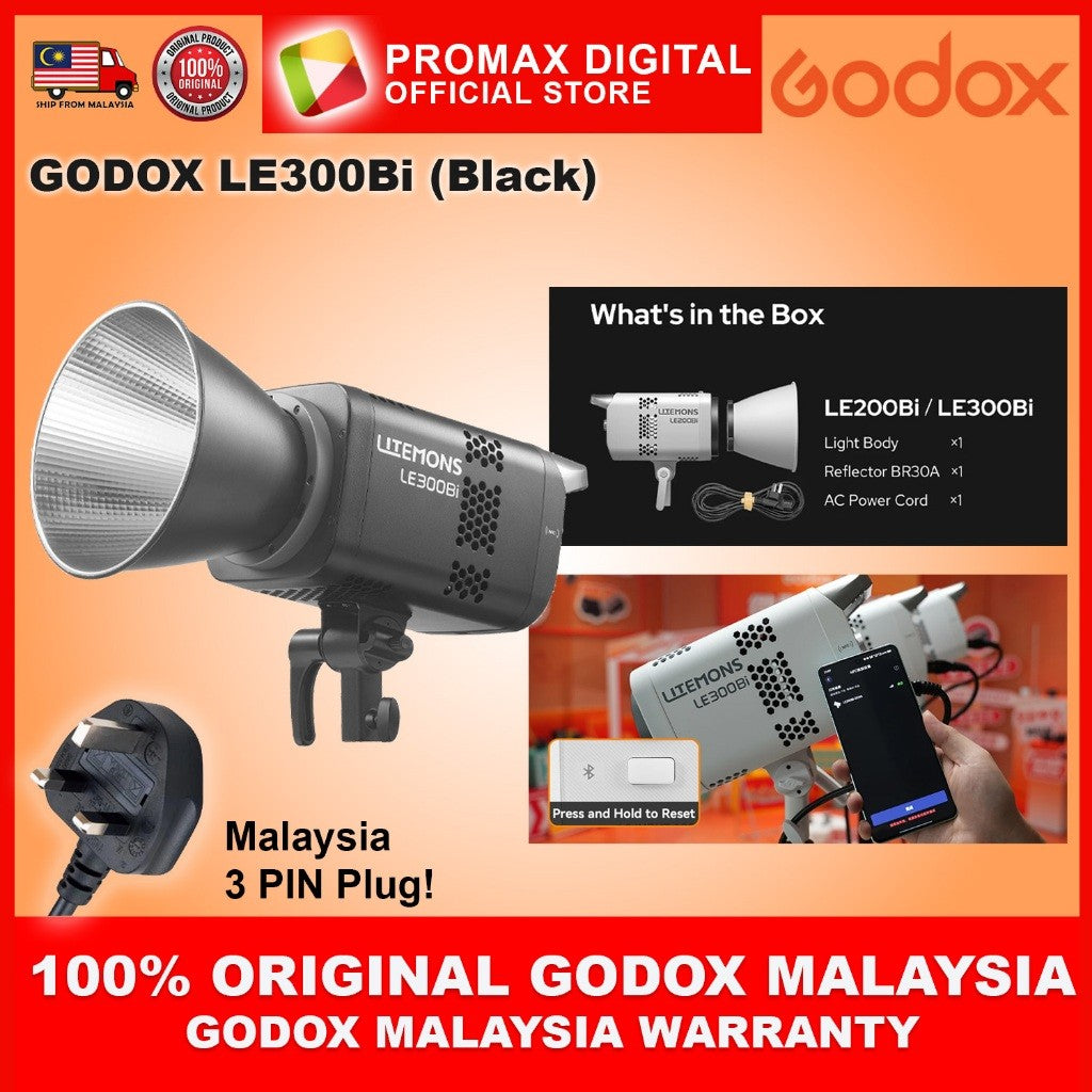 GODOX Litemons LE300Bi Bi-Color LED Monolight Studio Light (Black / White)