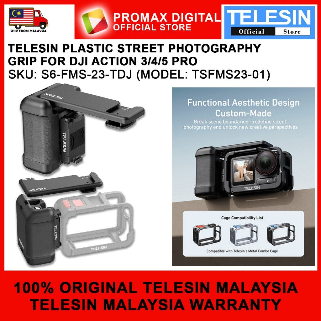 TELESIN S6-FMS-23-TDJ STREET PHOTOGRAPHY GRIP FOR DJI ACTION 3 4 5 PRO TSFMS23-01