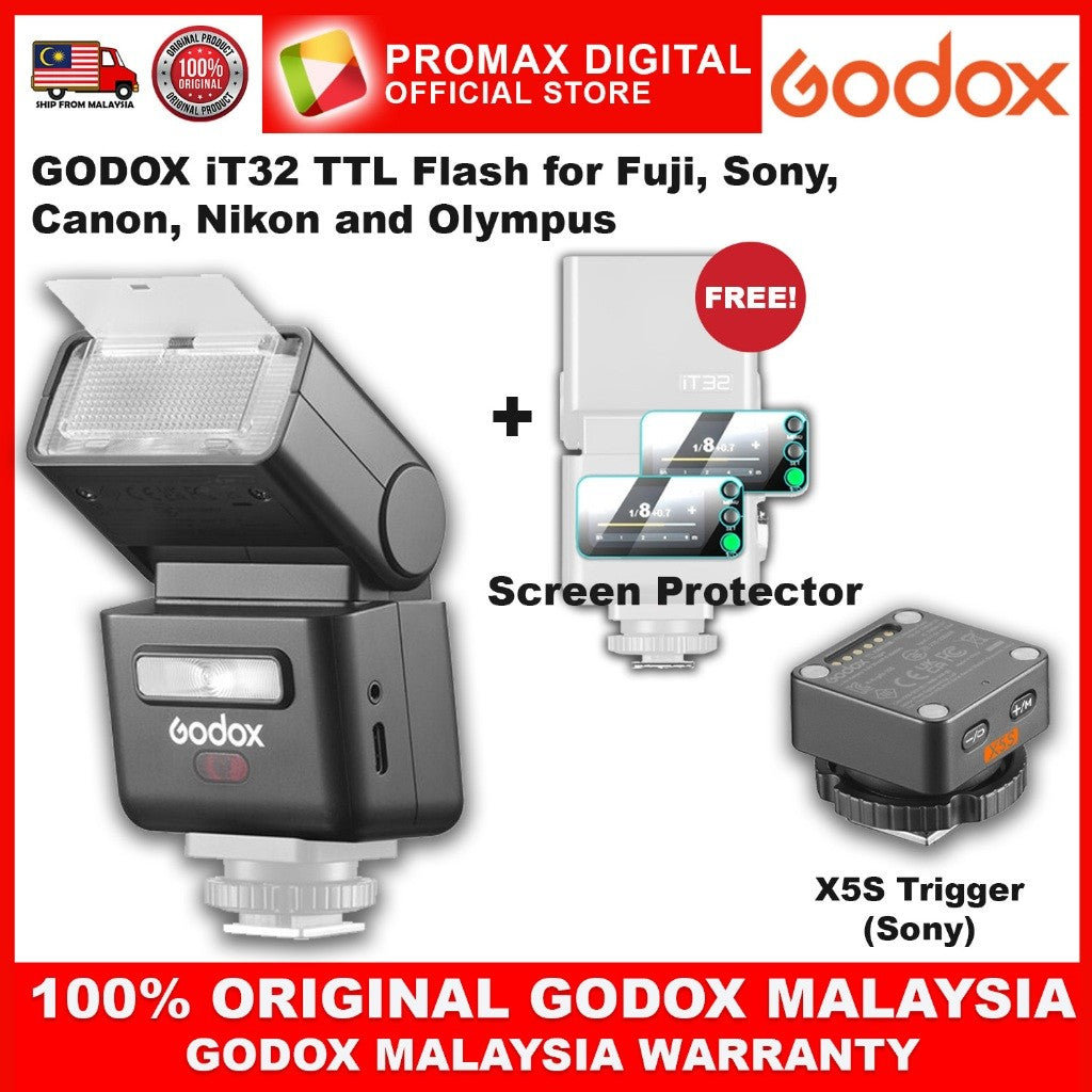 GODOX iT32 TTL Flash for Canon Fuji Sony Nikon Olympus with X5 Trigger IT32 it32