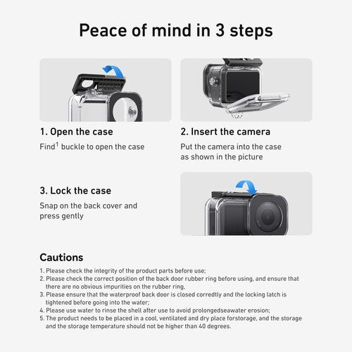 TELESIN S4-WTP-12 WATERPROOF CAMERA PROTECTIVE CASE FOR DJI ACTION 6 WATER PROOF CASE
