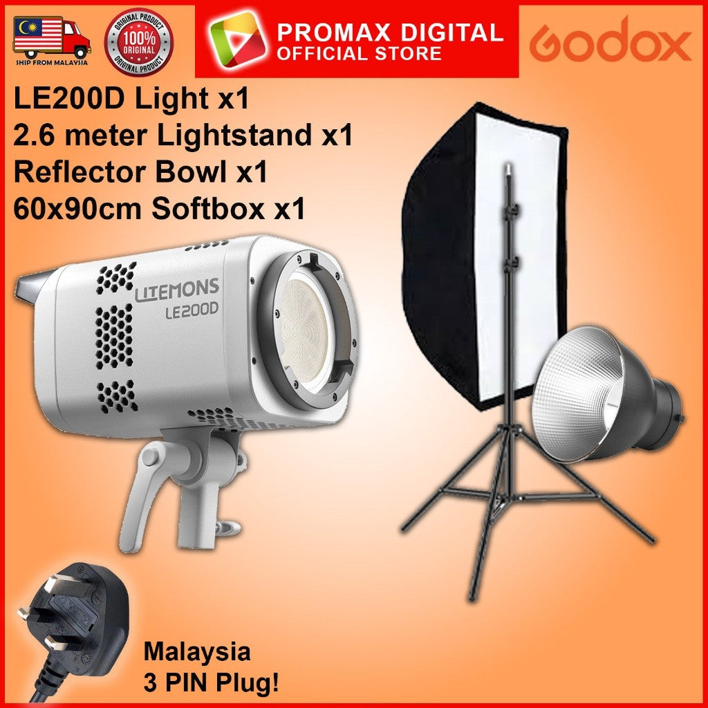 VALUE PACK!! GODOX LE200D LE200Bi LE300Bi LE600Bi  Litemons Bi-Color 2800 - 6500K Studio Light 5600K