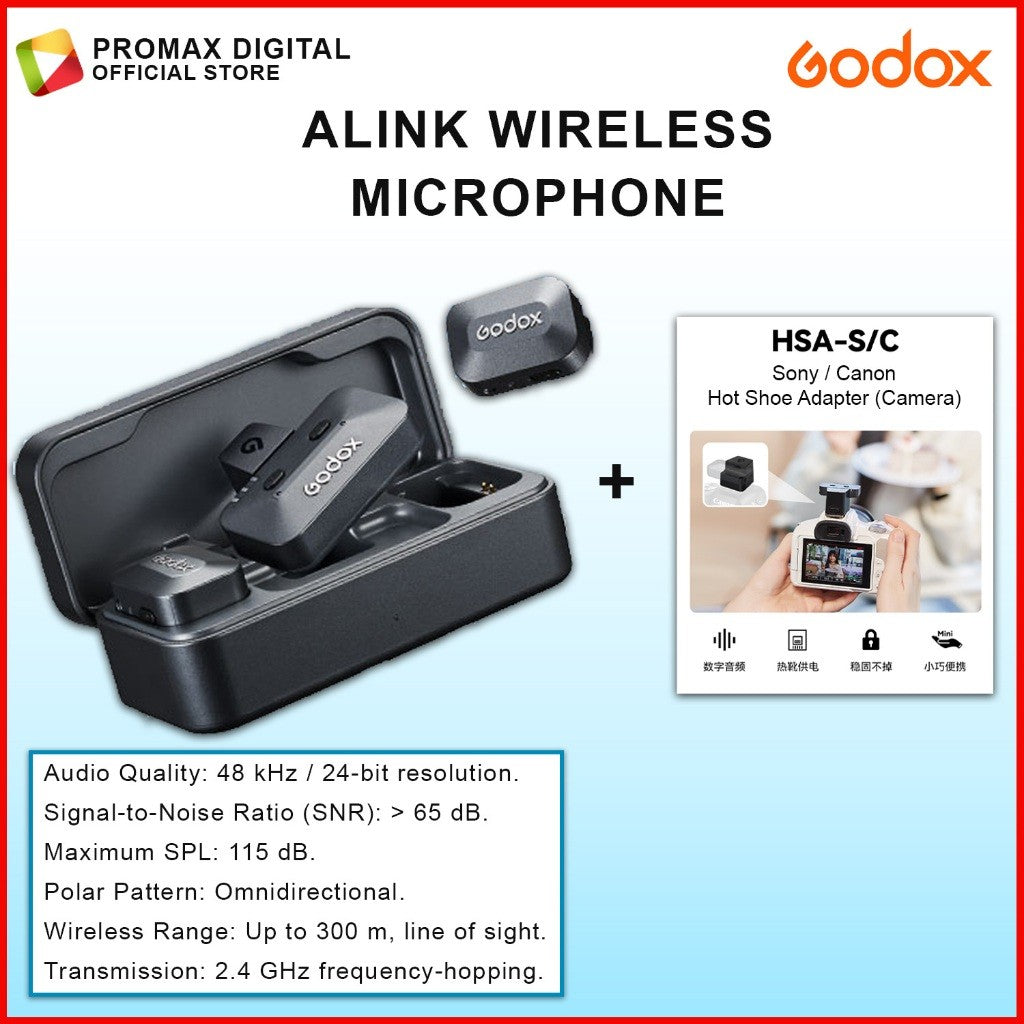 Godox Alink Wireless Microphone Kit 1 Kit 2 HSA-S HSA-C Hot Shoe Adapter For Cameras HSAS HSAC