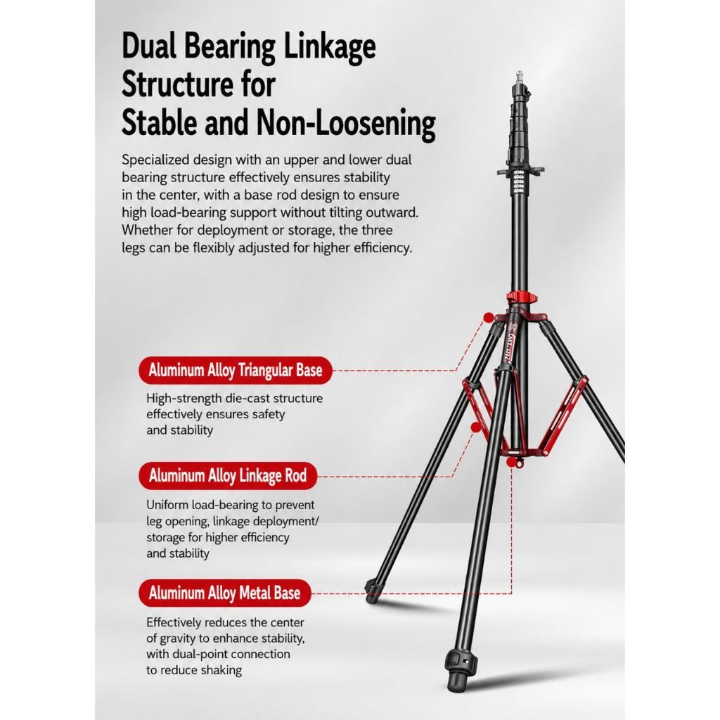 QZSD MT-03 Portable Lightstand Easy Set Up Max Load up to 5kg MT03 Light Stand