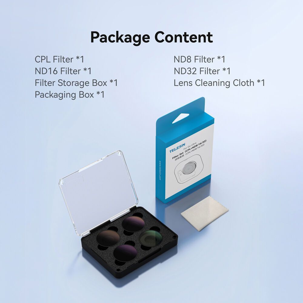 TELESIN S5-FLT-42 FILTER SET FOR INSTA360 GO ULTRA CPL ND 8 16 32 CAMERA FILTERS
