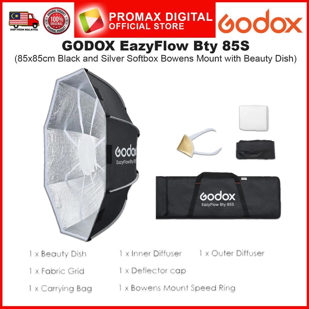 Godox EazyFlow Octa Series Softbox with Beauty Dish Bty 65S 85S 65W 65S Bowens Mount with Grid