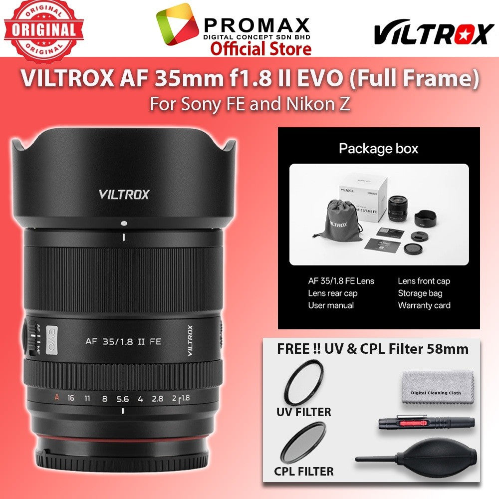 Viltrox AF 35mm F1.8 II EVO Full Frame Lens for Sony E Nikon Z Mount Camera Lens