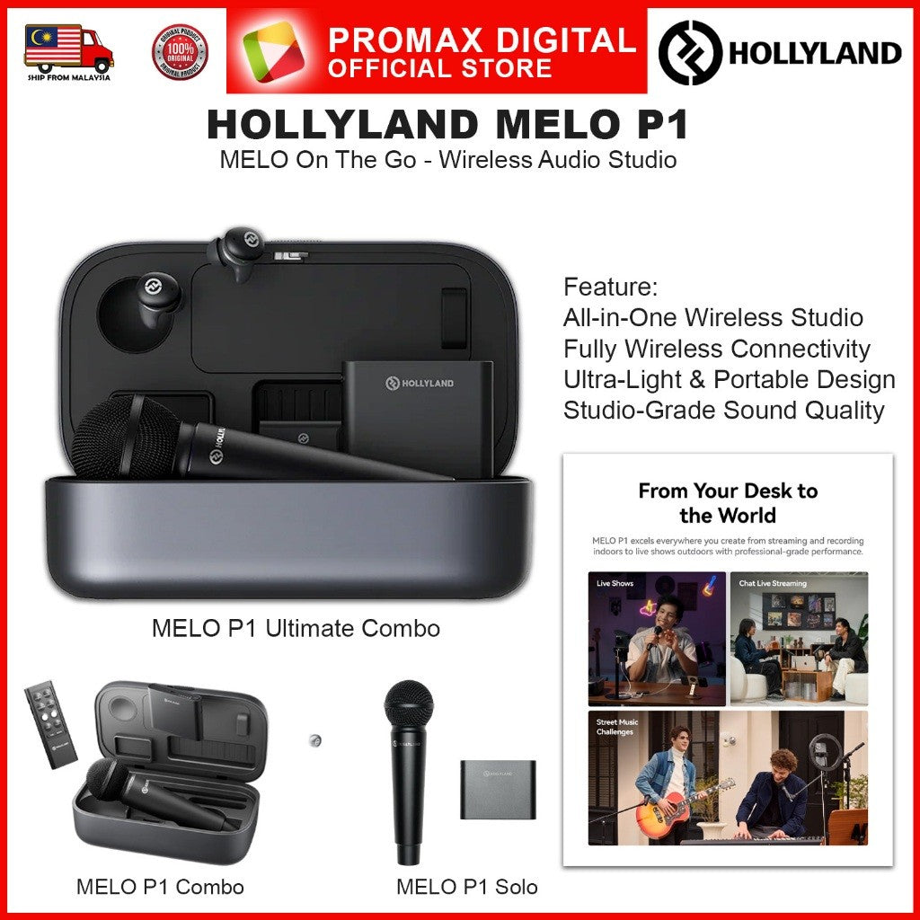 Hollyland MELO P1 All in one Wireless Audio Studio Vocal Mixing System Condenser Microphone