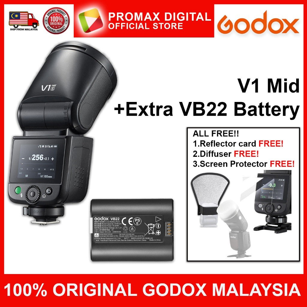 GODOX V1 mid TTL ON CAMERA FLASH FOR MIRRORLESS CAMERA V1Mid S C F N O