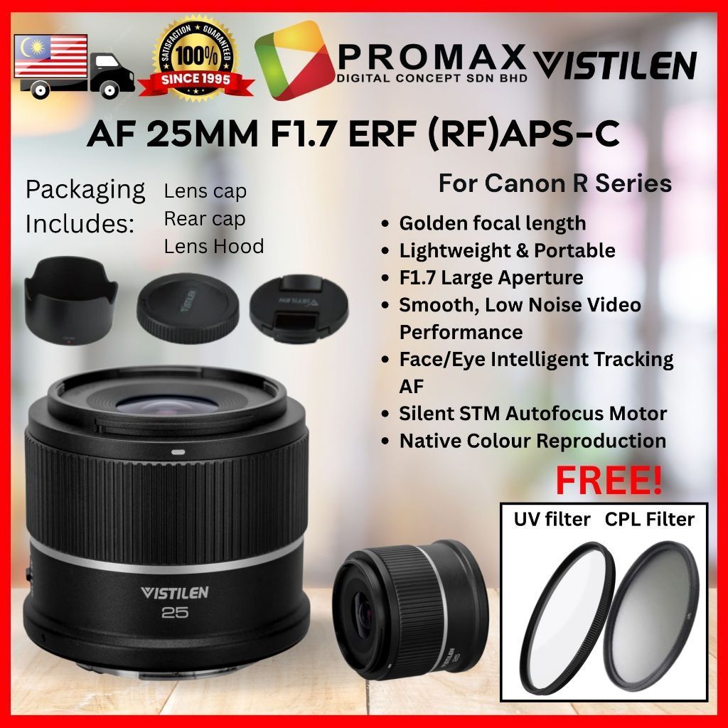 Vistilen 25mm f1.7 APS-C Auto Focus STM Lens for EFR (RF) Mount Cameras RF rf 25 mm MM