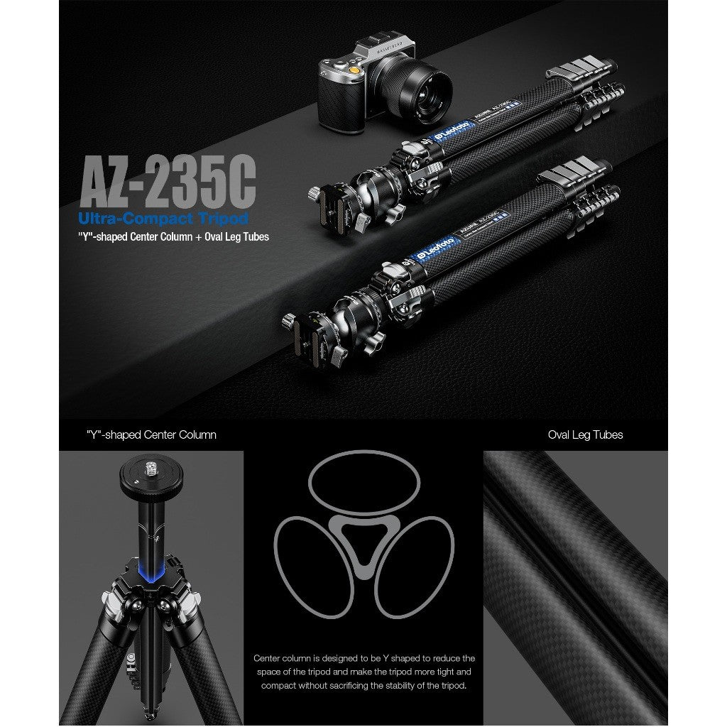 LEOFOTO AZURE TRIPOD AZ-235C and LH30R Ballhead CARBON FIBER TRAVEL TRIPOD