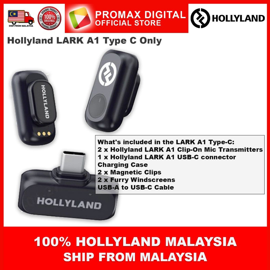 Hollyland LARK A1 Mini Duo 2-Person Wireless Microphone System with USB-C Connector for Mobile Devices (Space Gray, 2.4