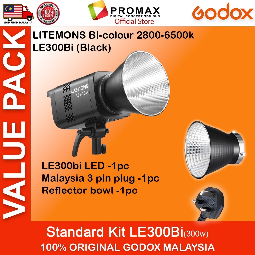 VALUE PACK!! GODOX LE200D LE200Bi LE300Bi LE600Bi  Litemons Bi-Color 2800 - 6500K Studio Light 5600K