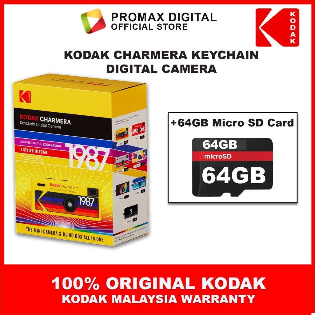 Kodak Charmera 1987 Key Chain Digital Camera (Random Style Blind Box) with Micro SD Card Kodak Charmera Blind Box