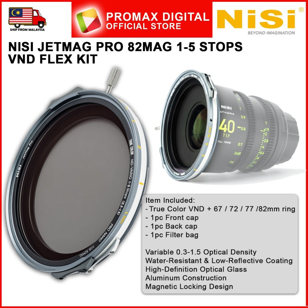 NISI JETMAG PRO 82MAG 1-5 STOPS VND FLEX KIT TRUE COLOR VND AND MAGNETIC RINGS TRUE COLOR FILTER