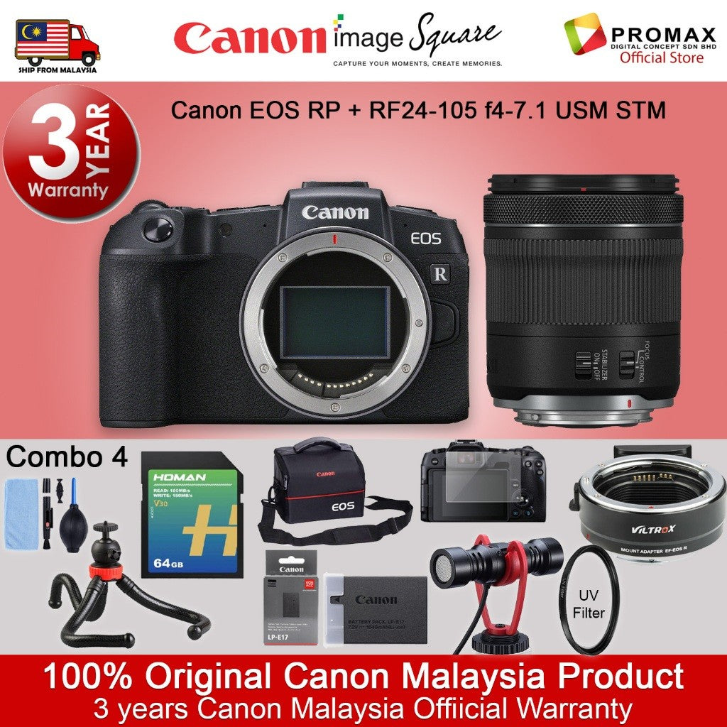 Canon EOS RP Body / with RF24-105 f4-7.1 IS STM Mirrorless Digital Camera (CANON MALAYSIA WARRANTY)