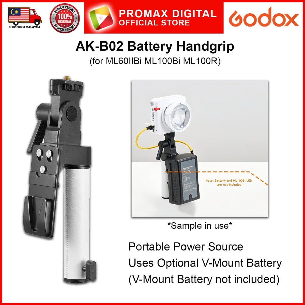 Godox AK-B02 V Mount Battery Handgrip for ML60IIBi ML100Bi ML100R AKB02