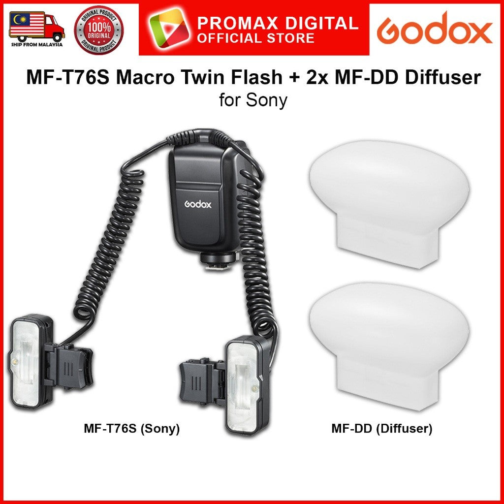 Godox MF-T76S MF-T76C MF-T76N Macro Twin Flash with MF-DD Flash Diffuser