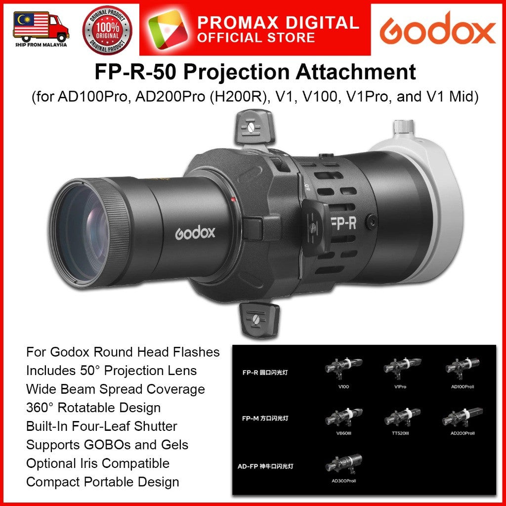 Godox AD-FP FP-R FP-M Projection Attachment for TTL, Square, Round Head Flash AD300ProII AD300Pro