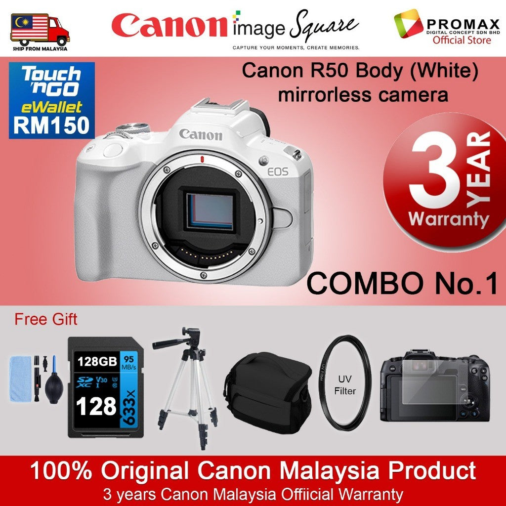 CHEAPEST! Canon EOS R50 18-45mm 55-210mm Mirrorless Camera Black/White (CANON MALAYSIA 3 YEARS WARRANTY) Canon R50