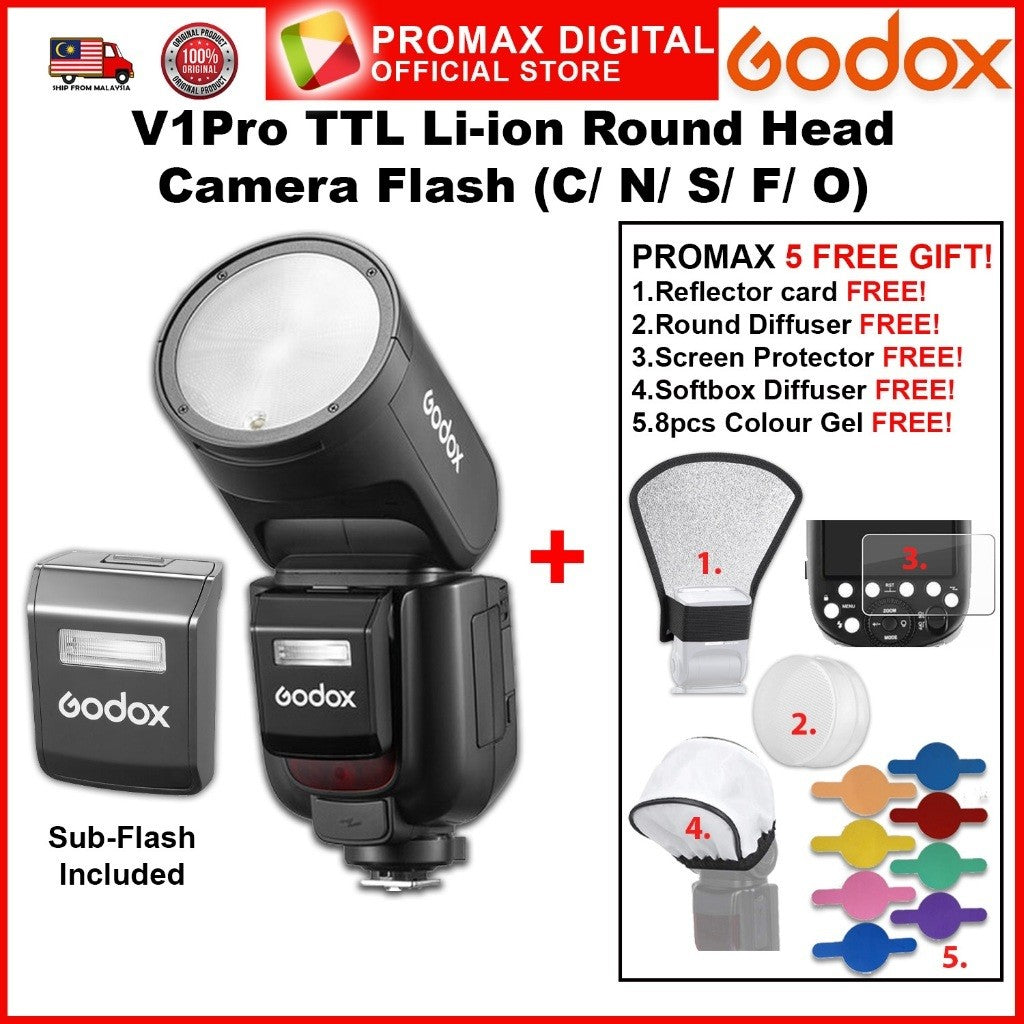 Godox V1Pro V1 Pro V1C V1N V1S Flash Speedlight Round TTL Li-ion Round Head Camera Flash