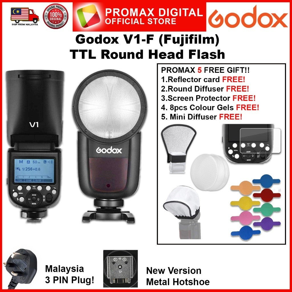 Godox V1 V1F Speedlight Round Flash TTL Battery