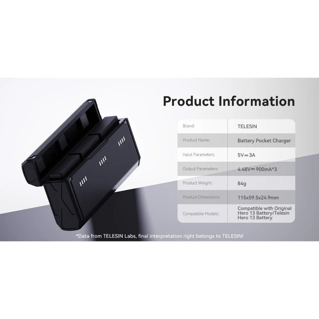 TELESIN S0-ECB-12-TGP GOPRO HERO 13 CHARGING CASE WITH 2 PCS HERO 13 STAMINA BATTERY