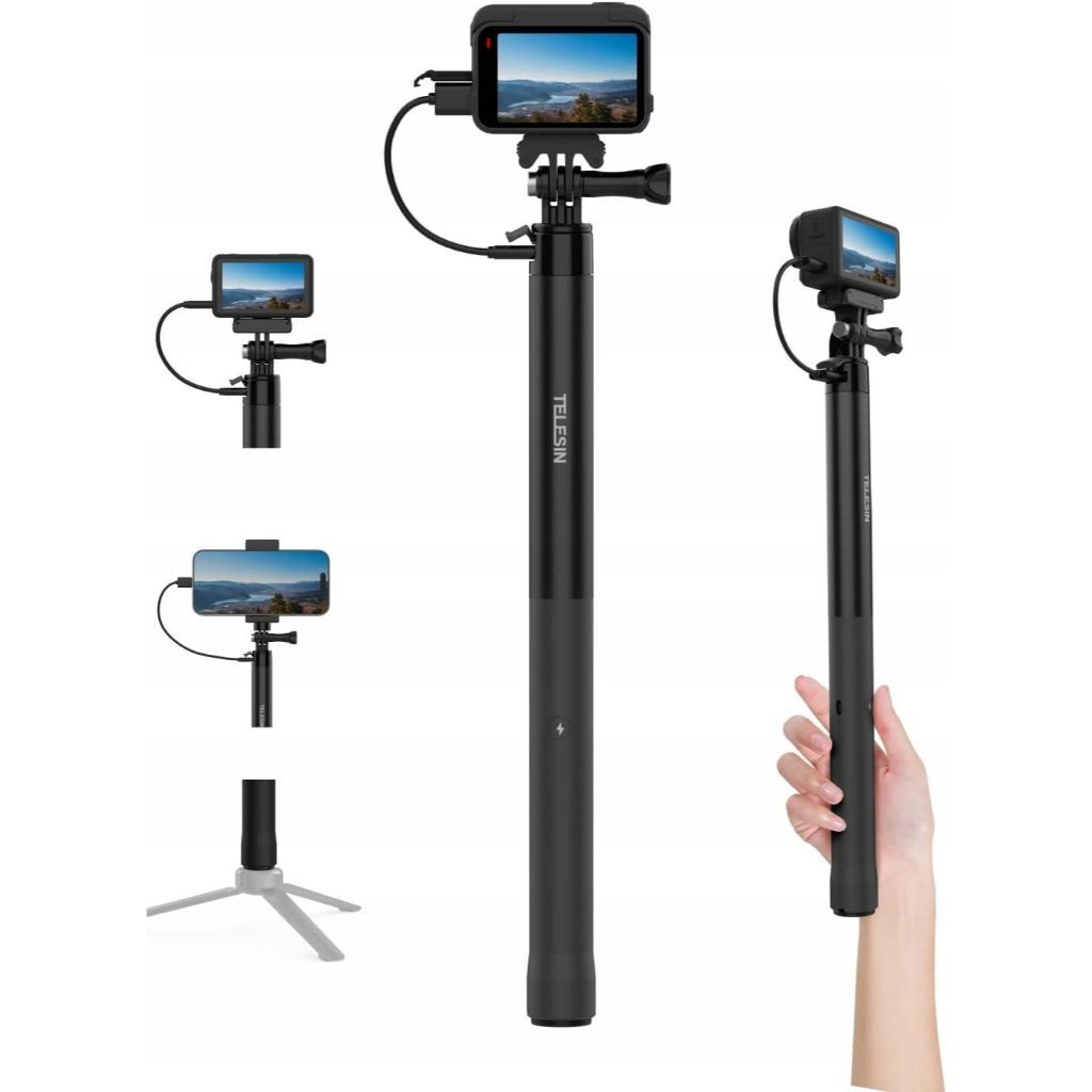 TELESIN S1-CSS-05 POWER RECHARGABLE SELFIE STICK 2 for ACTION CAMERAS MOBILE PHONE