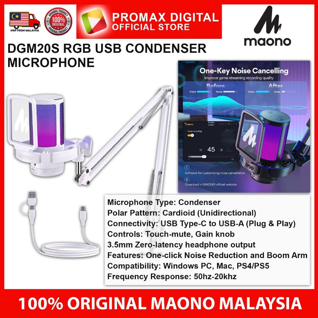 MAONO DGM20S RGB USB CONDENSER MICROPHONE FOR GAMING PODCAST STREAMING RECORDING