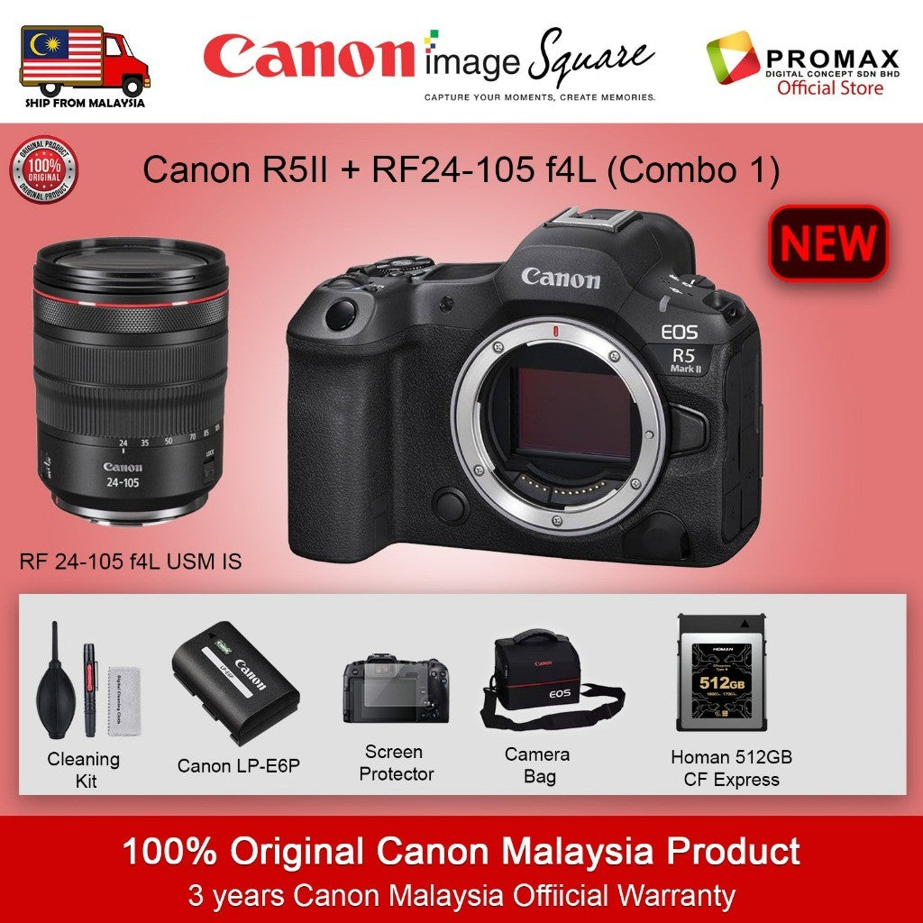 Canon EOS R5 MKII / Mark II Mirrorless Camera Full Frame + RF 24-105mm f4 L USM IS R5II