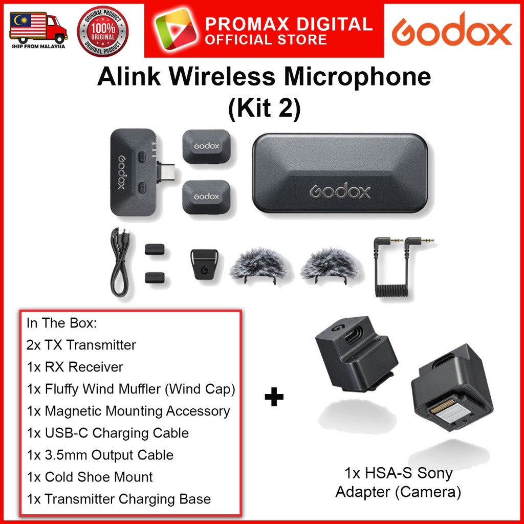 Godox Alink Wireless Microphone Kit 1 Kit 2 HSA-S HSA-C Hot Shoe Adapter For Cameras HSAS HSAC