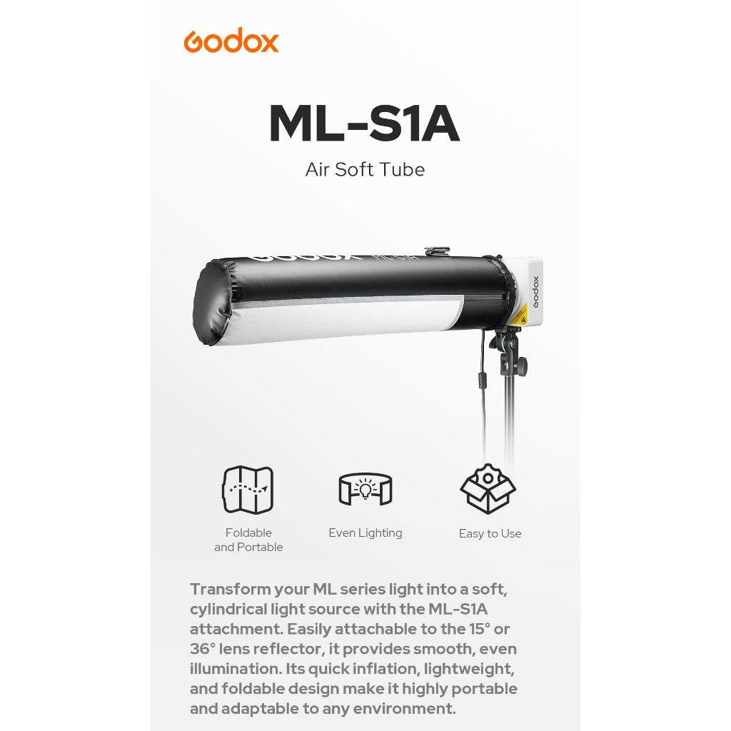 GODOX ML-S1A Air Soft Tube Inflatable Softbox for ML100Bi ML100R Foldable Portable