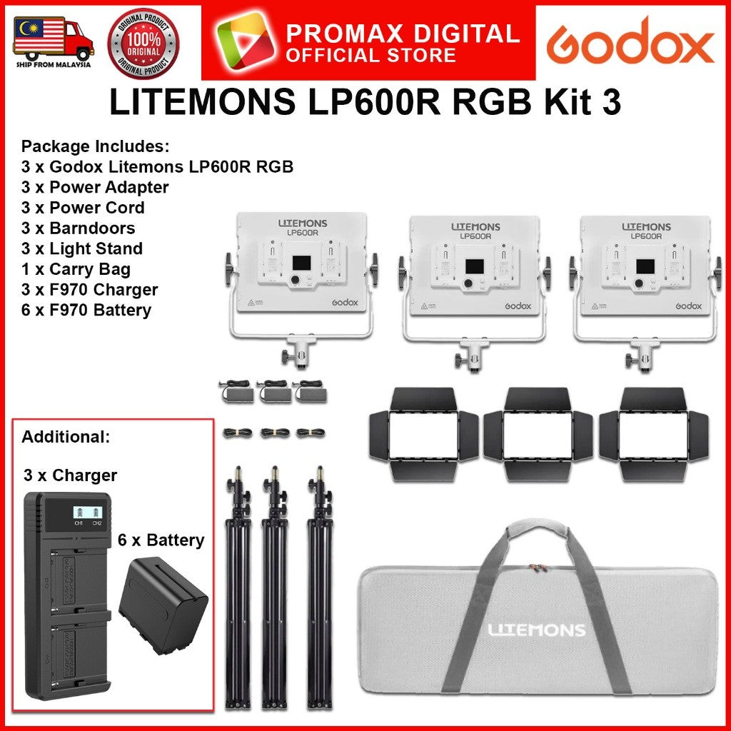 Godox LP600R RGB/LP600Bi LED Panel Light Video Light with Barndoor For Videography and Photography