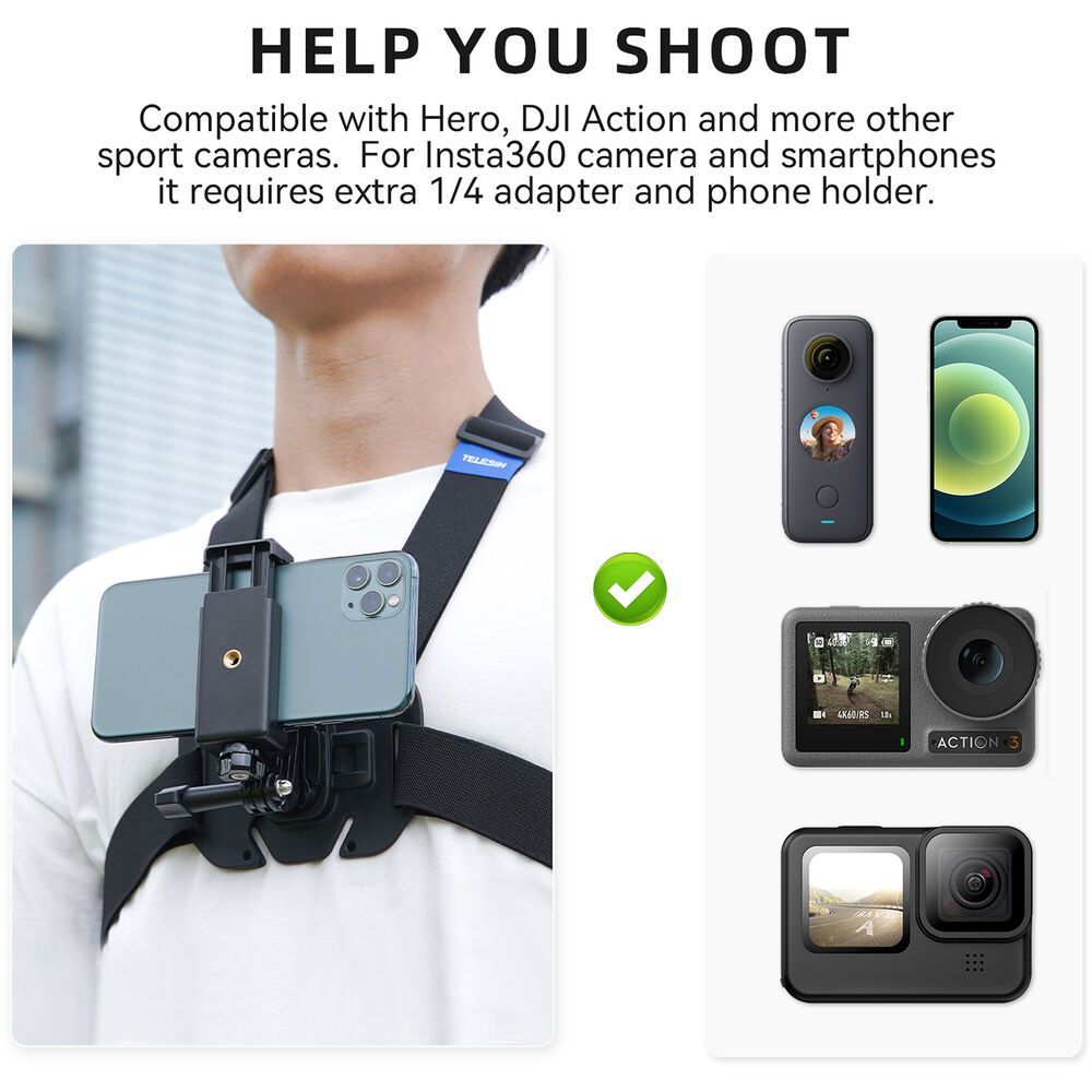 TELESIN GP-UCS-001 VEST CHEST STRAP V2 FOR ACTION CAMERAS QUICK RELEASE CAMERA ACCESORRIES